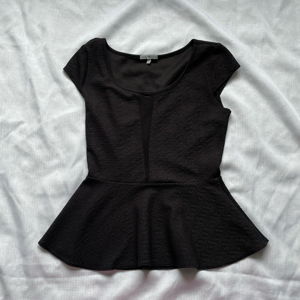 Black Charlotte Russe Peplum Cap Sleeve Top Sz M